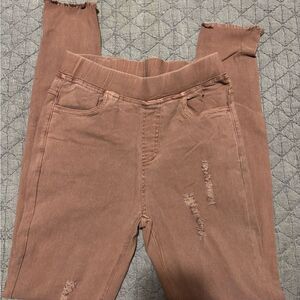 Source Unknown Women's Distressed Jeggings in Tan